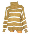 ITALY Damen oversize Pullover Rollkragen Streifen ocker Größe 40 42 44 46 IT27