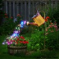 LED Solar Leuchte Gießkanne Garten Deko-Kanne Wasserfall Außenlampe Lichterkette