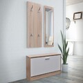 Garderobenset Flur 3in1 Schuhschrank Schuhkipper Spiegel Garderobe Diele Set