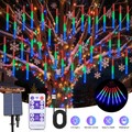 Solar LED Lichterkette Lichterregen Meteorschauer Eiszapfen Außen Weihnachtsdeko