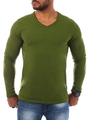 Carisma Herren Longsleeve Uni Basic langarm T-Shirt tiefer V-Ausschnitt stretch 