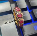 Traditionelles Rubin Edelstein Pave Diamant 925 Sterlingsilber Band Ewigkeit Mit