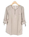 Sheego BLUSE Damen Tunika Longbluse beige Knopfleiste Größe 44 NEU B43