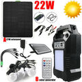 Tragbar Solar Generator Powerstation Akku Ladegerät Kit LED Licht/22W Solarpanel