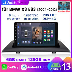 Carplay Android 13 Autoradio 6+128GB GPS DSP 8Kern WIIF Für BMW X3 E83 2004-2012