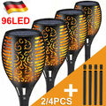 96LED Solar Fackeln Flammenlicht Solarleuchten außen Flammeneffekt Solarlampe DE