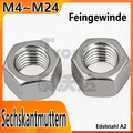 Feingewinde Sechskantmuttern M4 M5 M6 M8 M10~M24 Edelstahl V2A Muttern Mutter