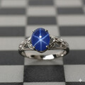 Lindy Star Saphir Ring, 925 Sterlingsilber Künstlicher Ring