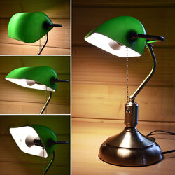 Bankerlampe Vintage Schreibtischlampe Retro Tischleuchte Zugschalter Bürolampe 