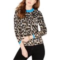 INC International Concepts Leoparden Pullover mit Kontrastdetail Multi Größe S