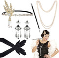 5 Stück Mode Retro Gatsby Accessoires 20er Jahre Kostüm Damen Set Great Gatsby A