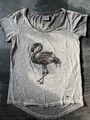 CECIL - Shirt mit Perlenstickerei Flamingo Gr. S 36 grau