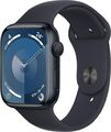 Apple Watch Series 9 45 mm Aluminiumgehäuse mitternacht am Sportarmband M/L mitt