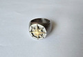 Fossil Steel Ring Siegelring Sutton Compass Edelstahl Bicolor
