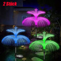 2Stk LED Solarleuchten Garten Dekor RGB Außen Solarlampe Quallen Flamme Licht-