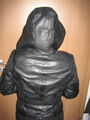 Lederjacke Hoodie schwarz aus weichem Lammnappa (NEU aber 80er Look)