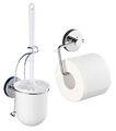 WENKO WC Garnitur Klo Bürste Toiletten Papier Rollen Halter ohne Bohren MILAZZO