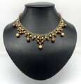 Modeschmuck Collier, Vergoldet, Perlen, Farbsteine, 40 /45 cm lang, Karabiner