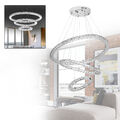 96W Kaltweiß LED Deckenlampe Kristall 3 Ring Hängelampe Pendellampe Kronleuchter