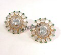 Fantastische Smaragd Edelstein Polki Pflastern Diamant 925 Sterlingsilber Damen