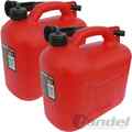 2x 10L BENZINKANISTER RESERVEKANISTER +AUSGIESSER KRAFTSTOFF DIESEL KANISTER ROT