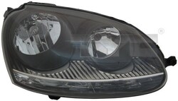 Scheinwerfer H7/H7 mit Stellmotor Schwarz Silber für VW 04-08 TYC 20-0318-35-2