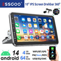 10" Autoradio Android 13 GPS Navi 1 DIN RDS WIFI USB BT 360° Drehbar Bildschirm