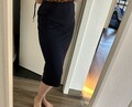 Dunkelblauer Midi Stretch Rock Bleistiftrock Gr. S/36 von H&M