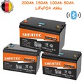 12V LiFePO4 Akku 300Ah 200Ah 150Ah 100Ah Lithium Batterie BMS Bluetooth RV Boot