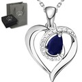 Echter Saphir 925 Silber Herzkette Kette Herz Geschenk für Frauen Damen Freundin
