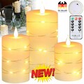 3er Set Flammenlose Flackernde LED Kerzen Teelichter mit Timer ＆ Fernbedienung