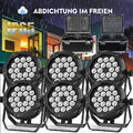 6x 270W Par Strahler DMX 18LED RGBW+UV Bühnenlicht IP65 Wasserdichte +Flightcase