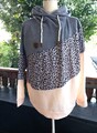 Casual Sweatshirt NEU Damen Plus Colorblock Leopard-Print Langarm Hoodie