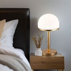 Tischlampe Nachttischleuchte Touchdimmer LED Leselampe gold Glas weiß H 39 cm