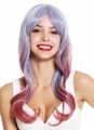 WIG ME UP Perücke Damenperücke lang gewellt Balayage Ombre Blau Grau Rot Bunt