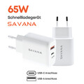 SAVANA 65W Dual USB-A/C Schnellladegerät Netzteil PD Fast Charger Plug Adapter