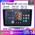 Android14 Autoradio GPS für VW Passat B6 B7 CC Magotan 2010-2015 6+128GB CarPlay