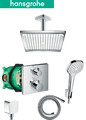 Hansgrohe Duscharmatur Set Unterputz Thermostat Armatur Regendusche iBox Decke