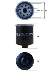 MAHLE Ölfilter OC 731 Anschraubfilter für PIAGGIO APRILIA PEUGEOT 51,0mm M14x1,5