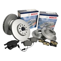 BOSCH BREMSSCHEIBEN + BELÄGE VORNE+HINTEN passend für VW GOLF 7 AUDI A3 8V LEON 