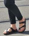 Neu B Sandale Bonn 24029 Black schwarz Fett Leder  Damen Zehentrenner