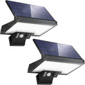 JESLED Solar Außenleuchten mit Bewegungsmelder, 2er Set, 108 LEDs, 4 Modi