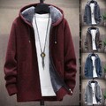 Bequemer Fleece gefütterter Hoodie Sweatshirt dicker Strick Style Wear für Herren