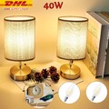 Nachttischlampe touch dimmbar 2er set, LED Tischlampe Modern, mit 2 USB DHL