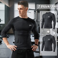 2er Herren Kompressionsshirt Langarm Funktionsshirt Laufshirt Sportshirt Fitness