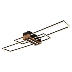 LED Deckenleuchte Deckenlampe Wohnzimmerlampe Metall schwarz Holzoptik L 100 cm