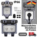 Außensteckdose Outdoor Steckdose Gartensteckdose Wasserdicht 250V Aufputz IP66
