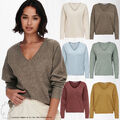 ONLY Damen Strickpullover ONLRICA LIFE V-Ausschnitt Sweater Lockerer