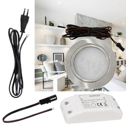 Flache LED Einbauleuchten - 12V - 2,4W - Loch 58 - 60mm - 230V Zuleitung - 3000k