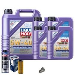 Motoröl 5W40 LIQUI MOLY High Tech 9L+BOSCH Ölfilter+Spülung+Ölablassschraube